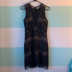 H&M black lace fitted dress